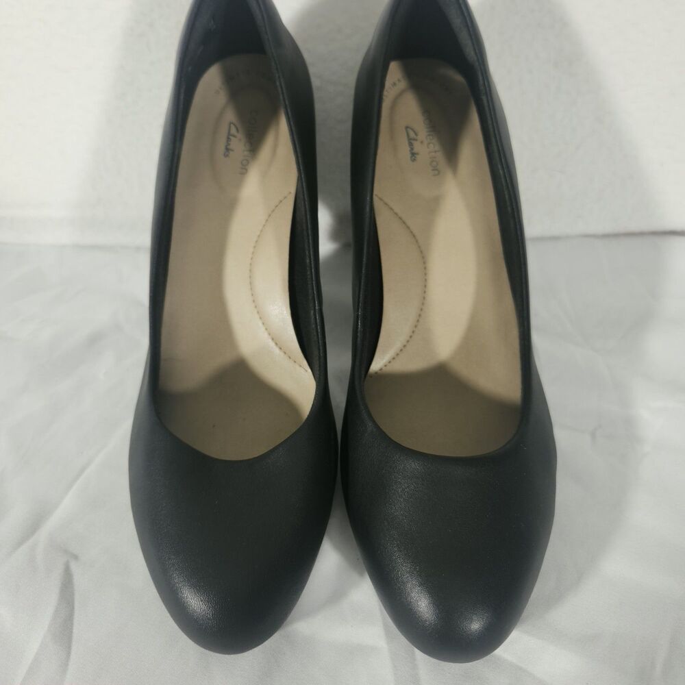 Women's Clarks, Adriel Viola Pump Black Leather Comfort Size 9